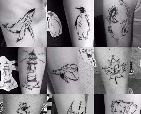 线条小清新小动物纹身图案