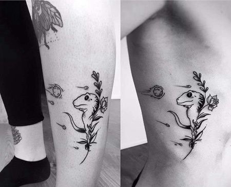 小清新小腿恐龙纹身图案