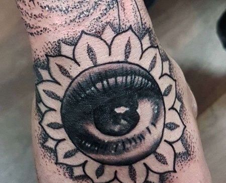 写实手背眼睛纹身图案