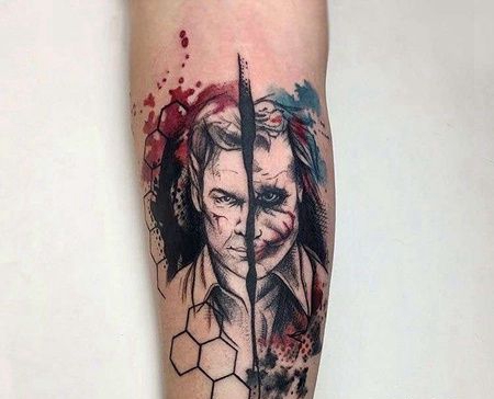 水彩小臂小丑纹身图案