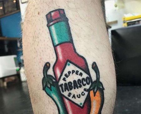 Old School小腿番茄酱纹身图案