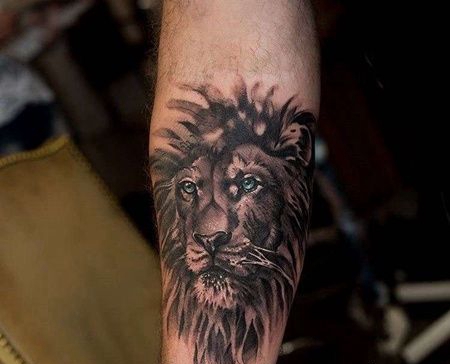 水彩小臂狮子纹身图案