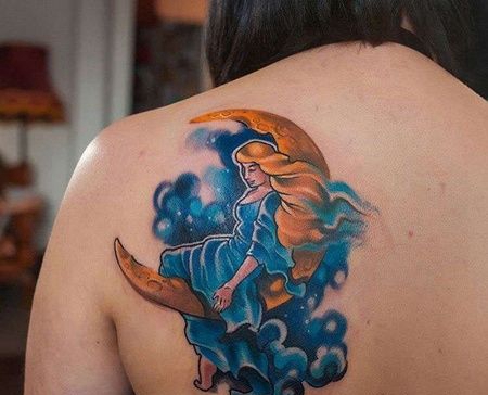 水彩后背云纹身图案