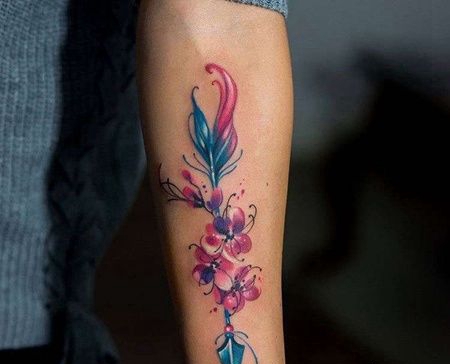 水彩小臂箭纹身图案