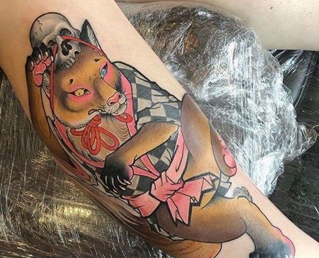 日式小臂狐狸纹身图案