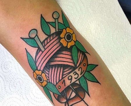 Old School小臂毛线纹身图案