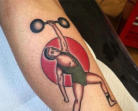 Old School小腿运动员纹身图案