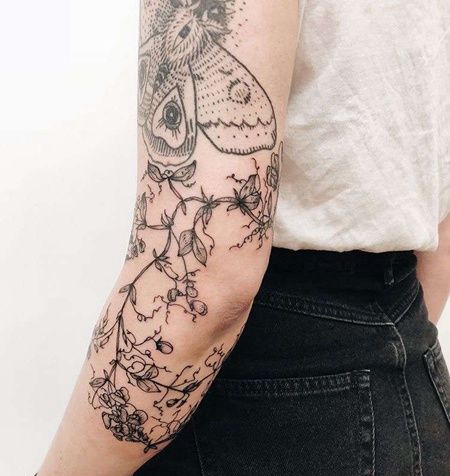 小清新胳膊叶子纹身图案