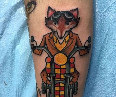 Old School大臂狐狸纹身图案