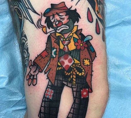 Old School大腿牛仔纹身图案