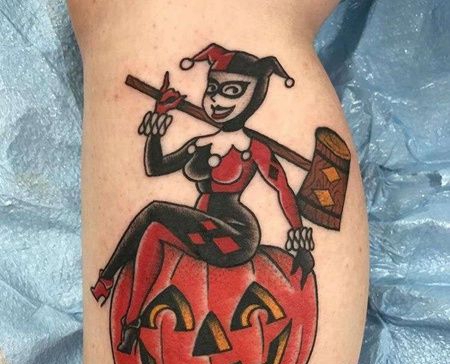 Old School小臂女人南瓜纹身图案