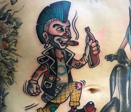 Old School腹部人像纹身图案