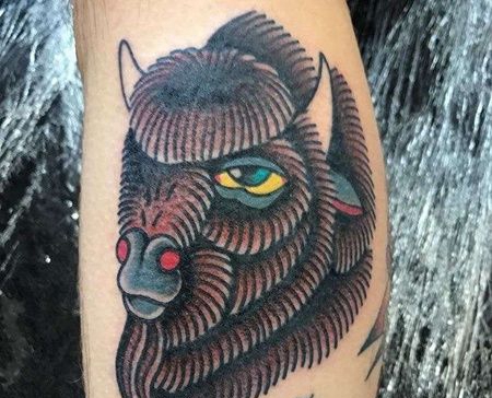 Old School小臂羊纹身图案