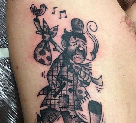 Old School侧腰人像纹身图案