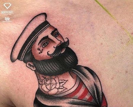 Old School前胸水手纹身图案