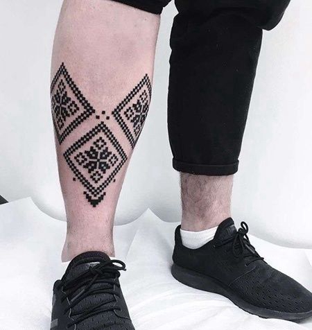 像素小腿纹身图案