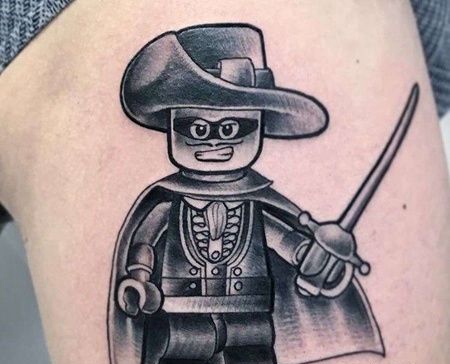 Old School小腿乐高人纹身图案