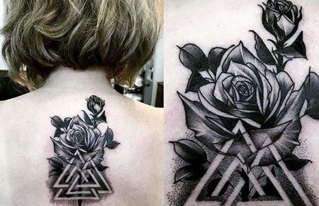 点刺后背玫瑰纹身图案