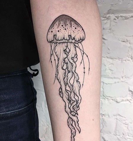 点线小臂水母纹身图案