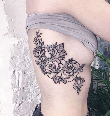 点线侧腰纹身图案