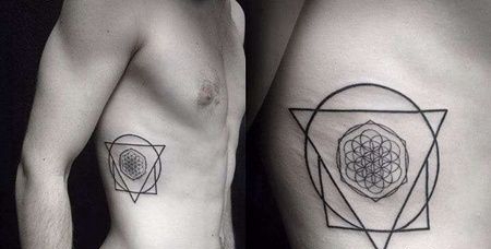 几何侧腰纹身图案