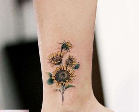 小清新小腿向日葵纹身图案