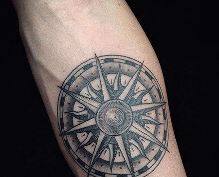 几何小臂钟表纹身图案