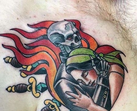 Old School锁骨女人纹身图案