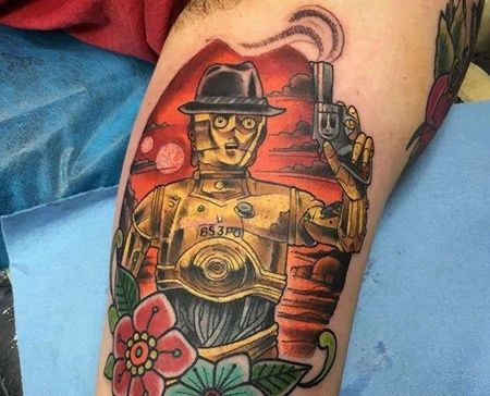 Old School大臂机器人纹身图案