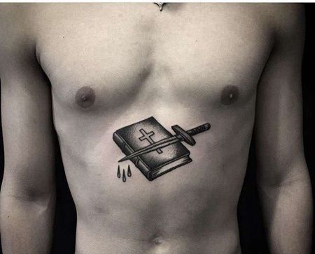 Old School腹部书纹身图案