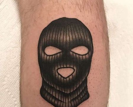 Old School小腿面罩纹身图案