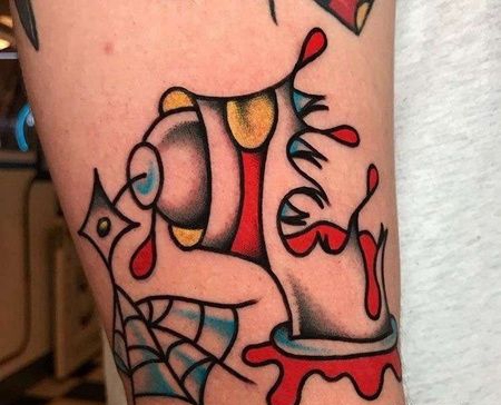 Old School大腿牙膏纹身图案