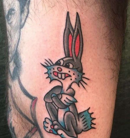Old School小腿兔八哥纹身图案