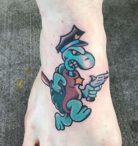 Old School脚背乌龟纹身图案