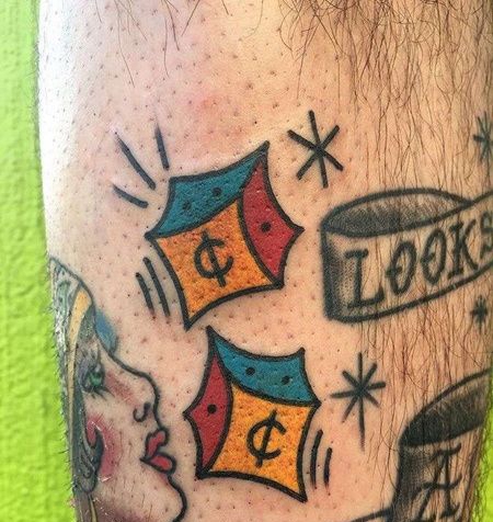 Old School大腿骰子纹身图案