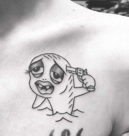 Old School锁骨纹身图案