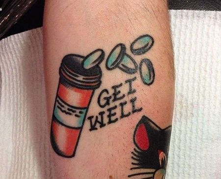 Old School小腿药纹身图案