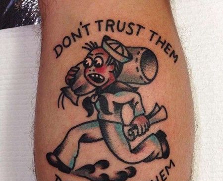 Old School小腿水手纹身图案