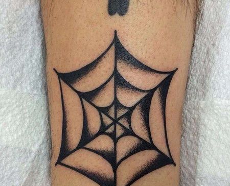 Old School小臂蜘蛛网纹身图案