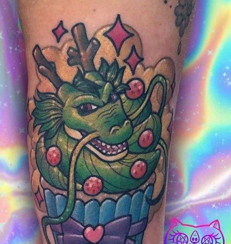 New School小腿神龙纹身图案