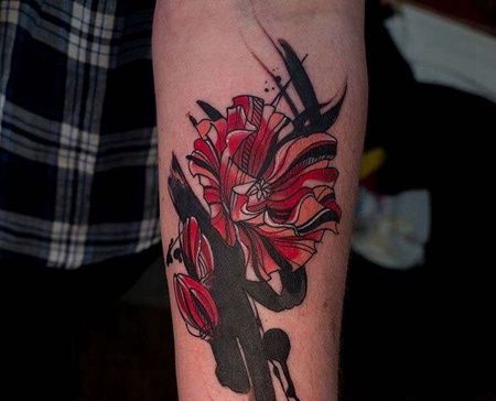 泼墨大臂花卉纹身图案