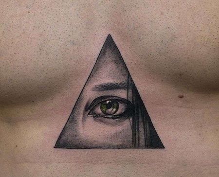 Old School胸下眼睛纹身图案