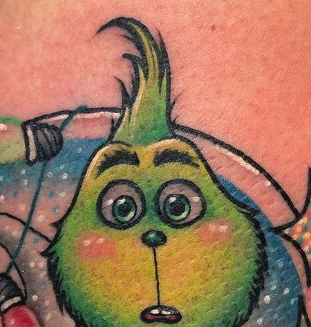 New School大腿怪物电力公司纹身图案