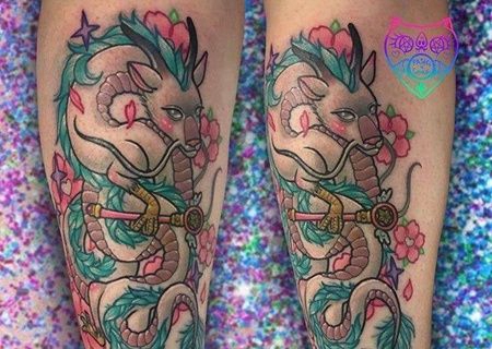 New School小腿龙纹身图案