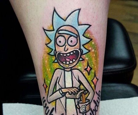 卡通小腿瑞克和莫蒂纹身图案