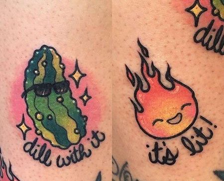 New School大腿苦瓜纹身图案