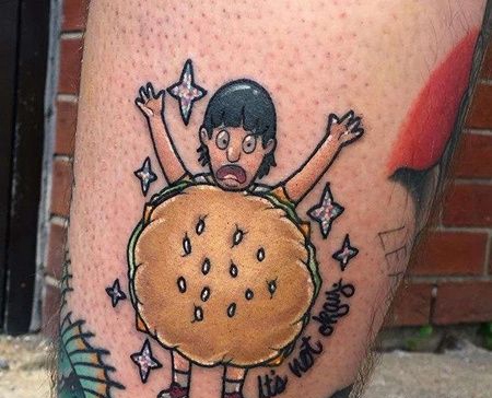 Old School小腿汉堡纹身图案