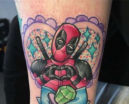 New School小腿死侍纹身图案