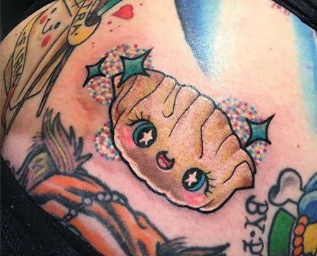 New School大腿饺子纹身图案