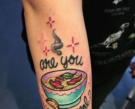 New School小臂拉面纹身图案